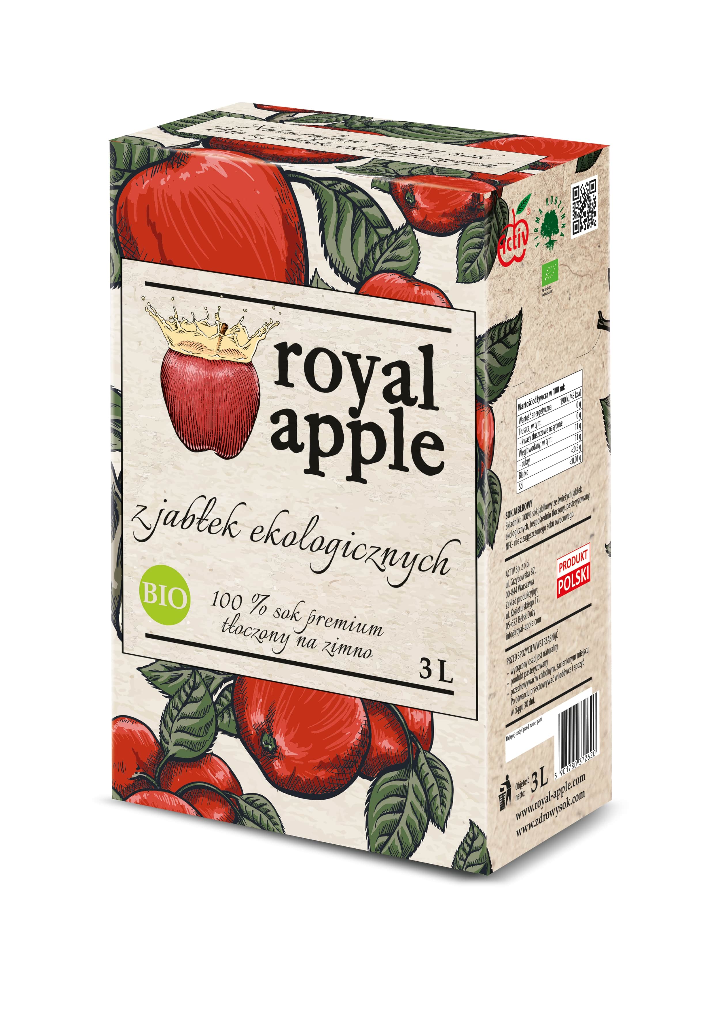 ROYAL APPLE Sok 100% jabłkowy tłoczony BIO