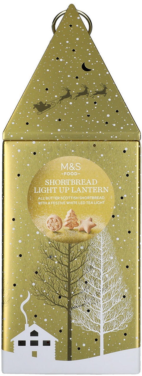 MARKS & SPENCER Kruche ciasteczka maślane - świąteczne motywy (domek prezentowy - lampion)