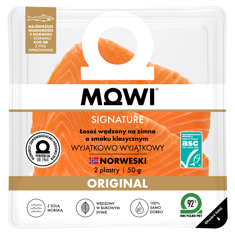 MOWI Łosoś wędzony na zimno w plastrach