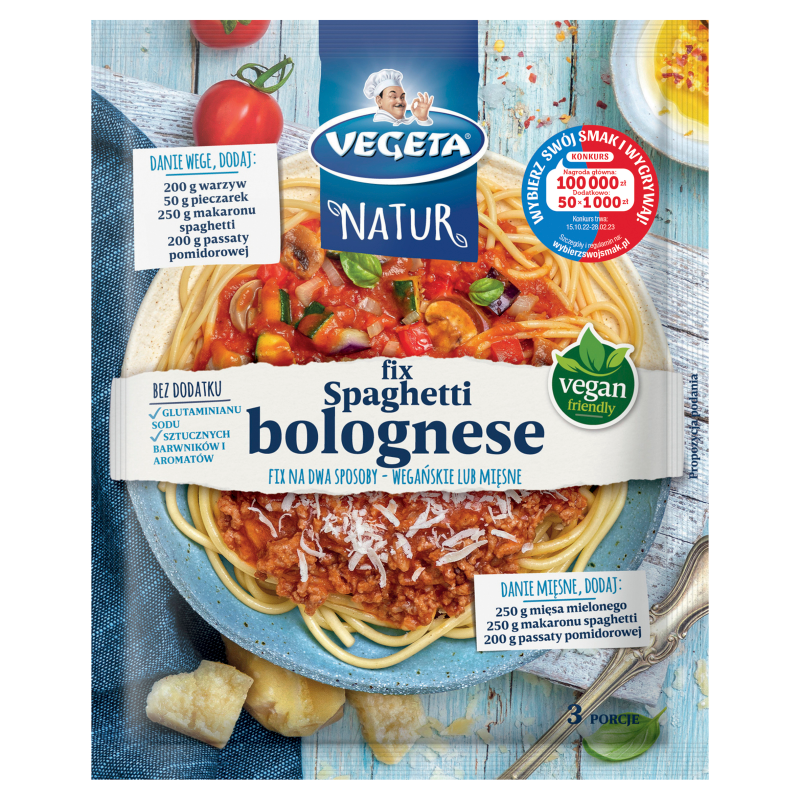 VEGETA NATUR Spaghetti bolognese fix (mięsny lub wegański)