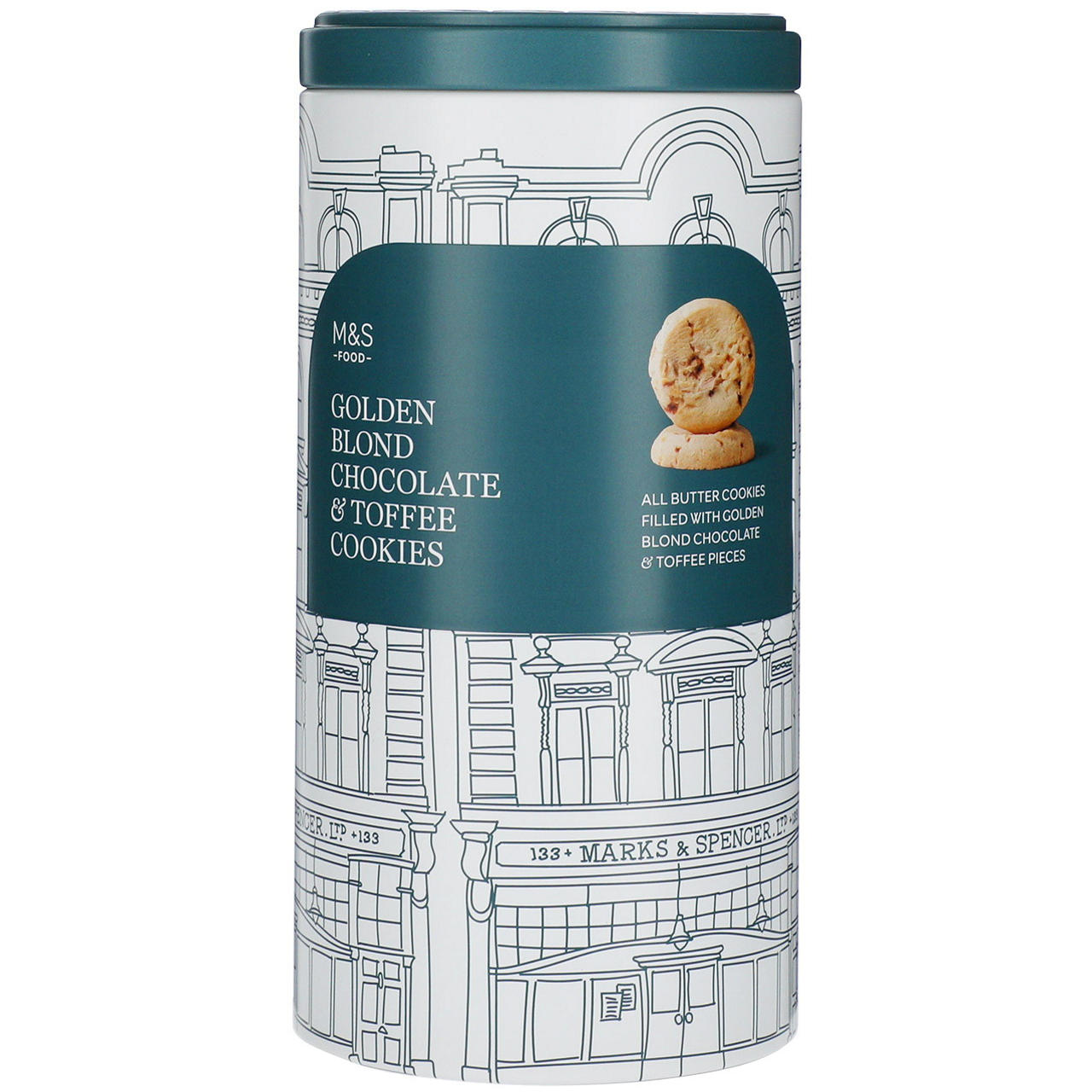 MARKS & SPENCER Ciastka maślane z białą czekoladą z dodatkiem karmelizowanego cukru i kawałkami toffi BN