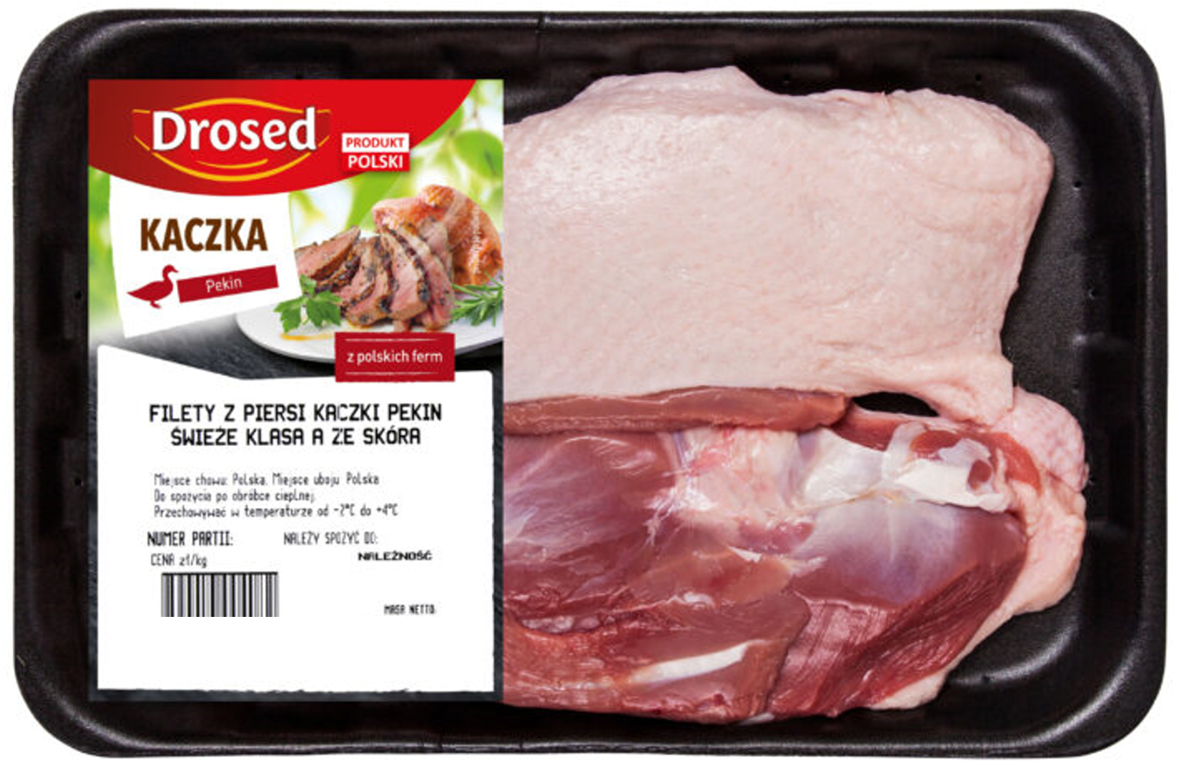 DROSED Filet z piersi kaczki Pekin ze skórą KLASA A świeży (400g-600g)
