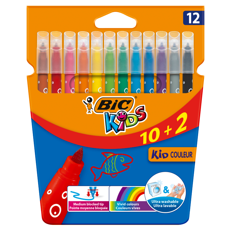 BIC Kids Kolorowe flamastry zmywalne 12 szt.