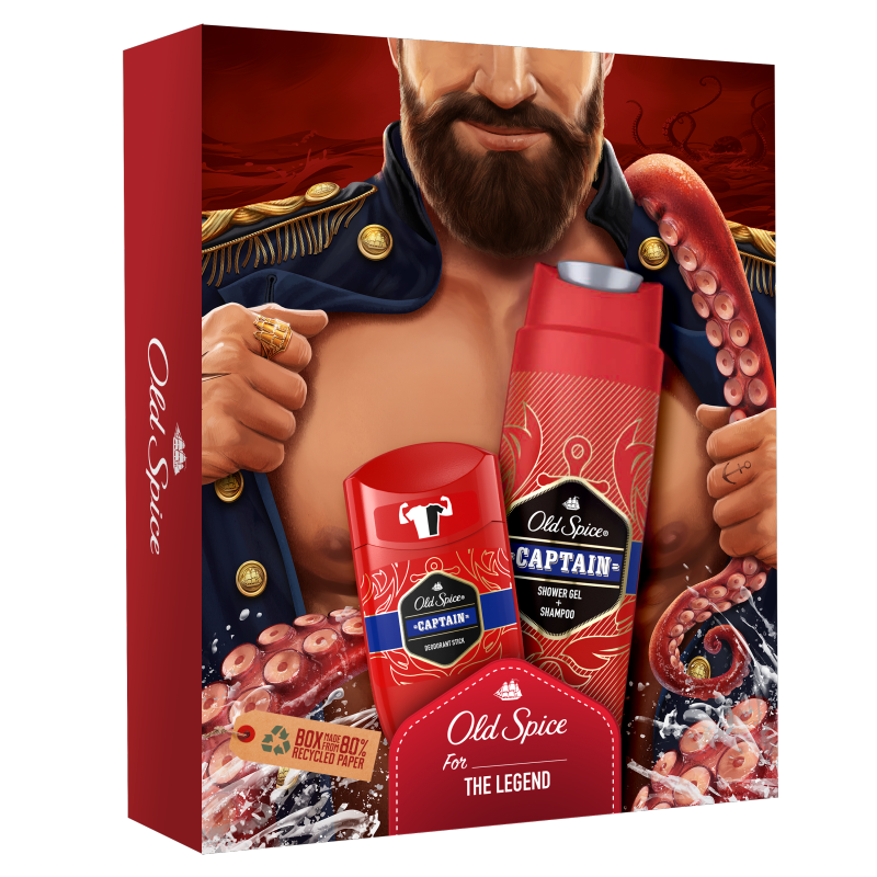 OLD SPICE Zestaw Captain: Dezodorant w sztyfcie i żel pod prysznic frisco.pl