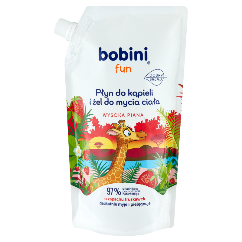 BOBINI Płyn do kąpieli i żel do mycia o zapachu truskawek