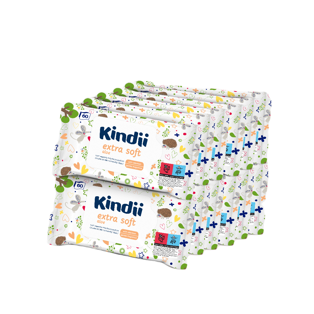 KINDII Chusteczki dla niemowląt i dzieci 12x60 szt.