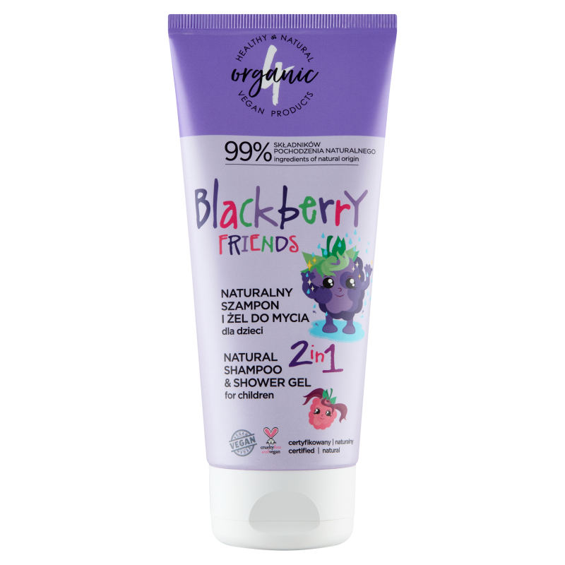 4organic Szampon i żel do mycia 2w1 Blackberry Friends