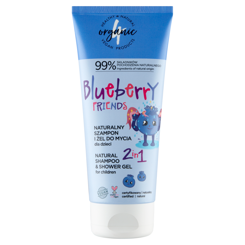 4organic Szampon i żel do mycia 2w1 Blueberry Friends