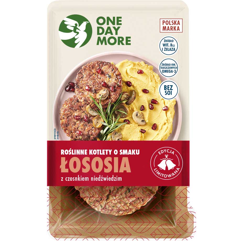 ONE DAY MORE Roślinne Kotlety o smaku łososia z czosnkiem niedźwiedzim