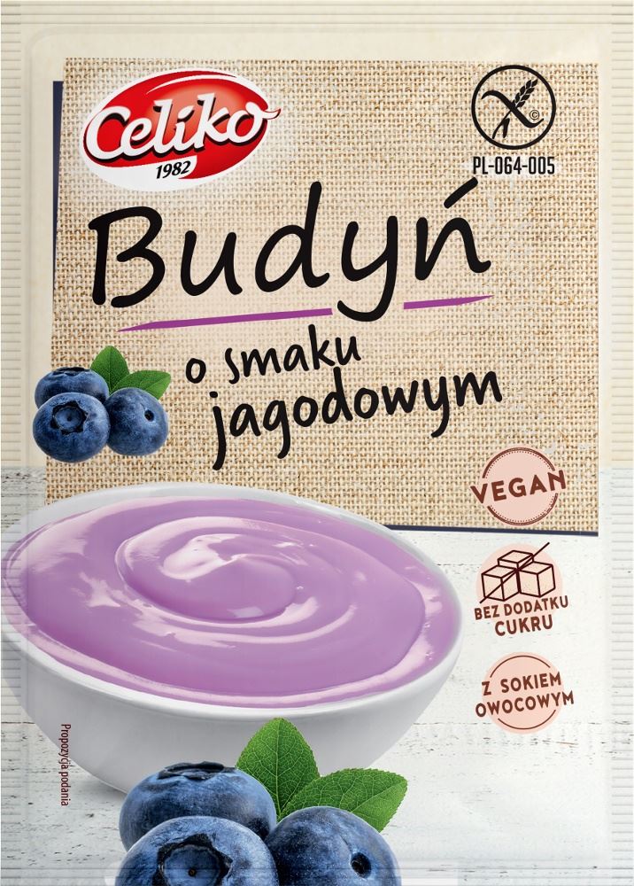 CELIKO Budyń o smaku jagodowym (bez cukru) bezglutenowy