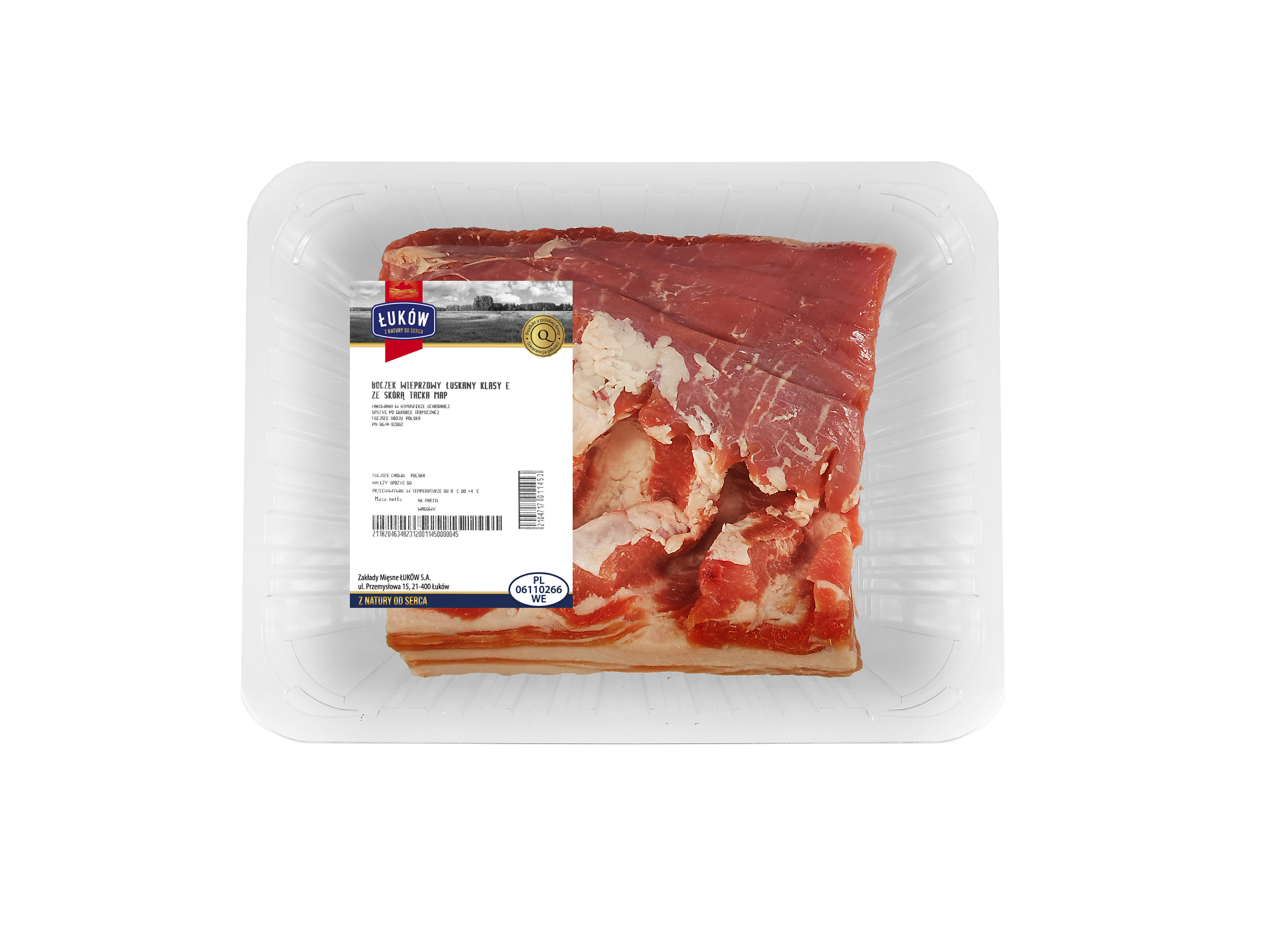 ŁUKÓW Boczek wieprzowy bez żeberek ze skórą (800g-1200g)