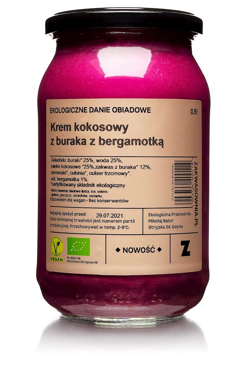 ZAKWASOWNIA Krem kokosowy z buraka z bergamotką BIO