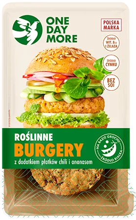 ONE DAY MORE Roślinne Burgery z dodatkiem płatków chili i ananasem