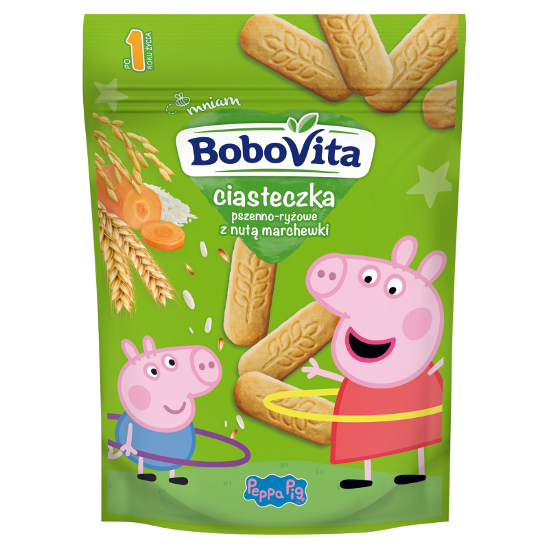 BOBOVITA Ciasteczka pszenno-ryżowe z nutą marchewki po 1 roku życia