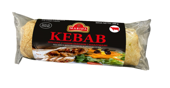 MARIDA Kebab wołowy w picie z sosem średnim i bukietem warzyw
