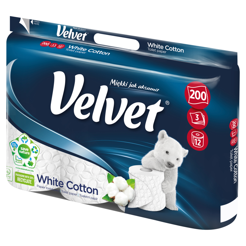 VELVET White Cotton Papier toaletowy 12 szt.