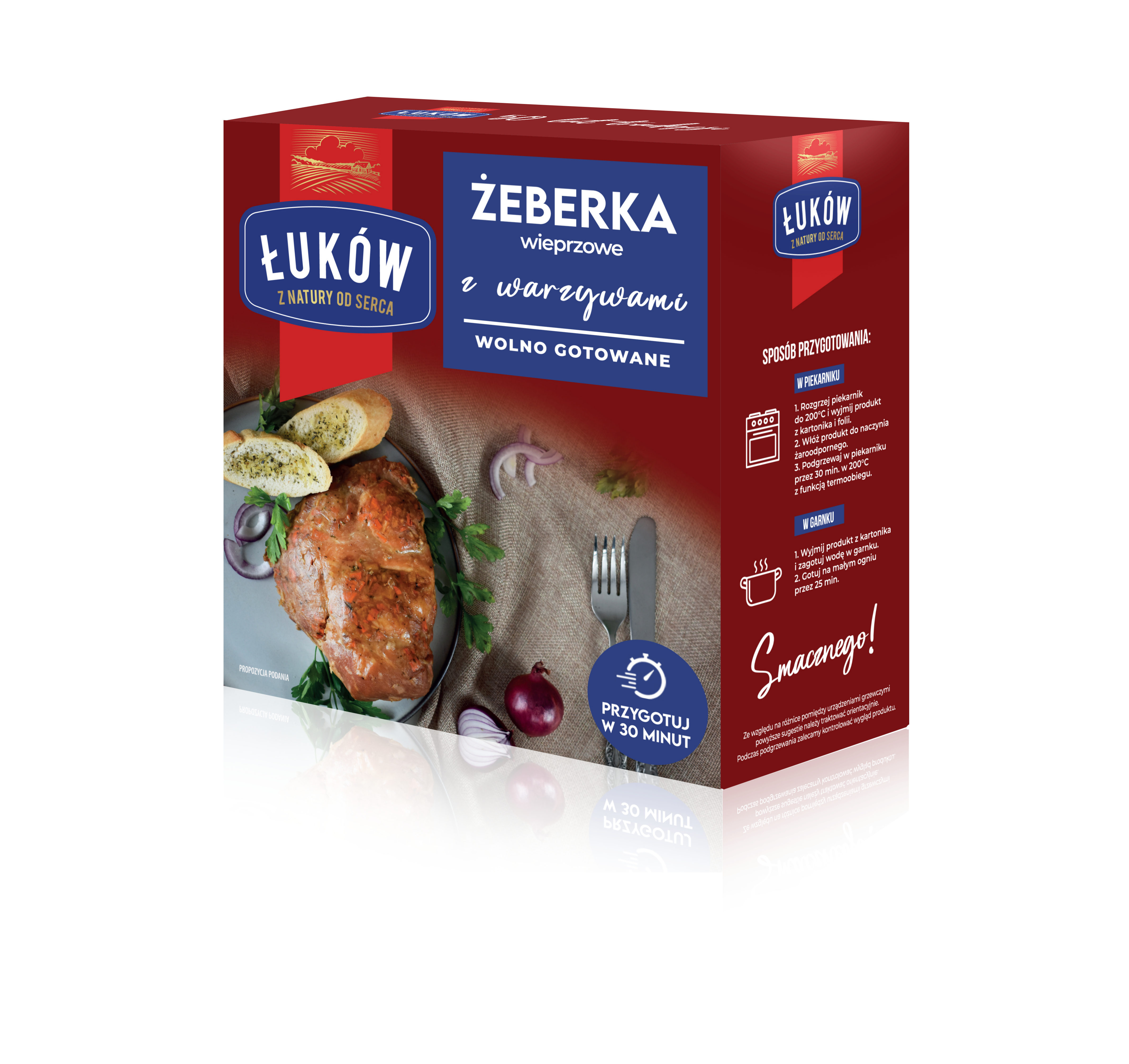 ŁUKÓW Żeberka wieprzowe trójkąty wolno gotowane z warzywami (720g-1080g)