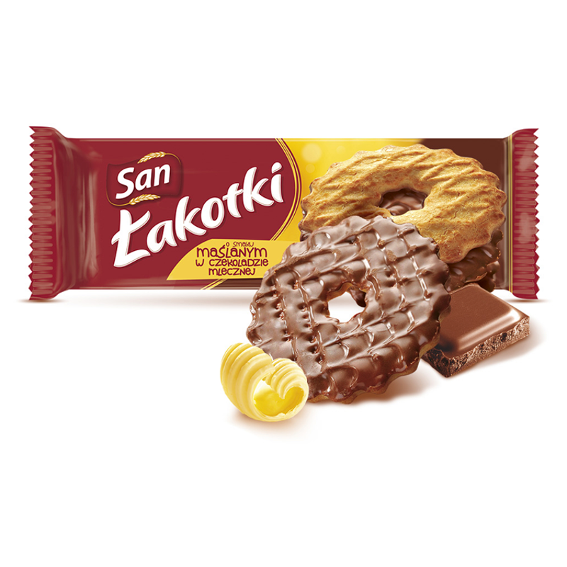 SAN Łakotki Ciastka o smaku maślanym w czekoladzie mlecznej frisco.pl