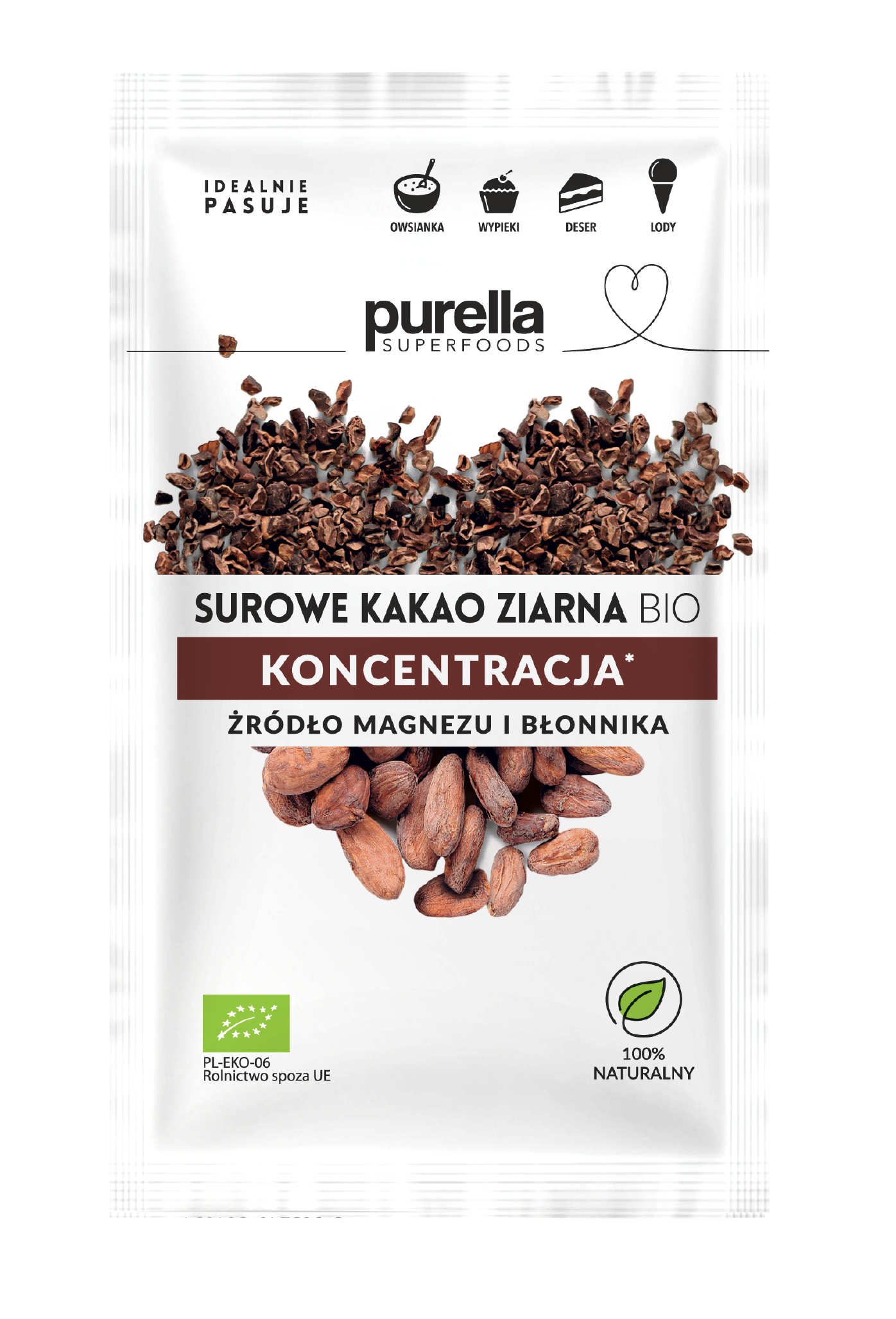 PURELLA SUPERFOODS Surowe kruszone ziarna kakao BIO frisco.pl