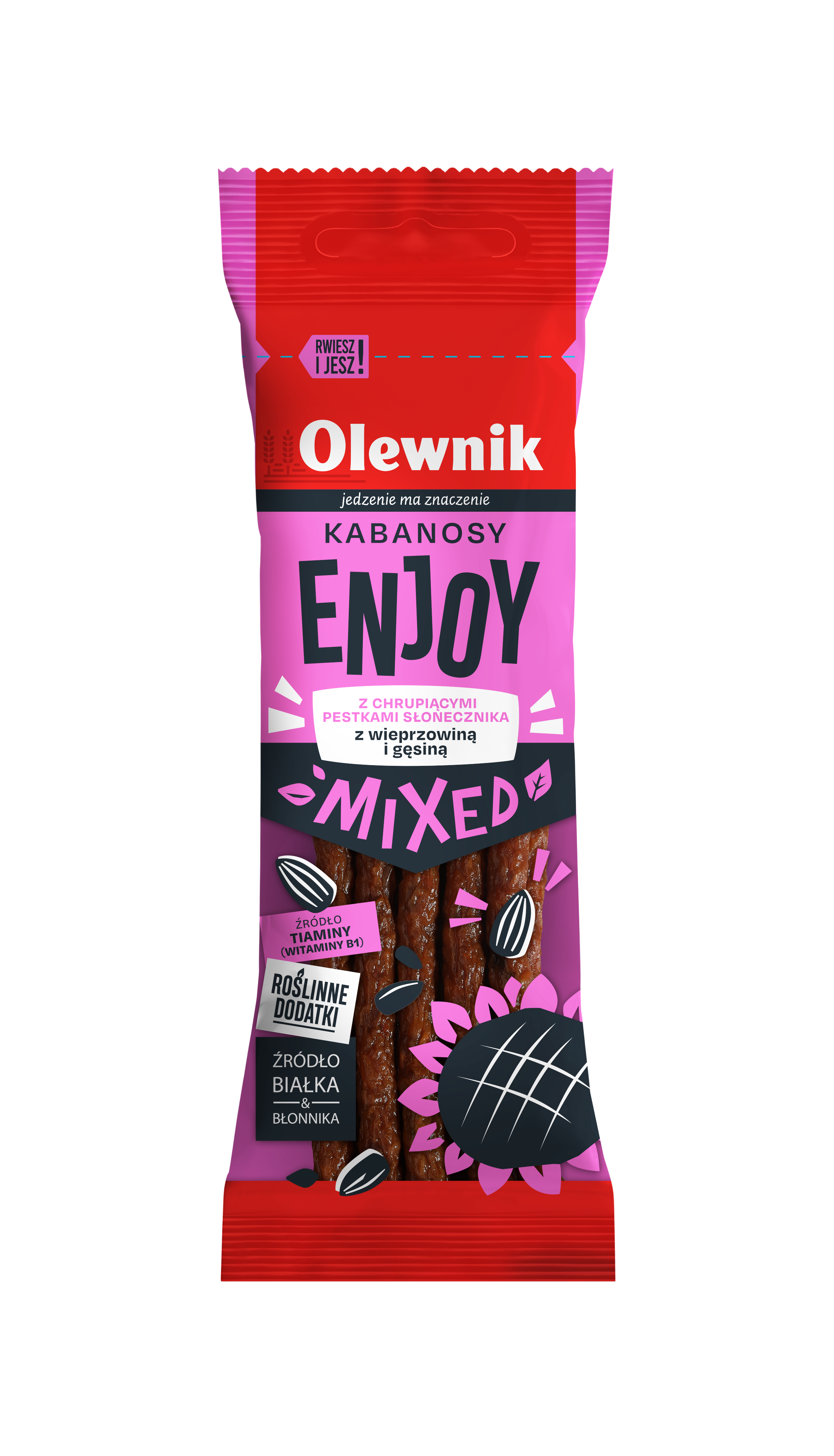 OLEWNIK Enjoy Kabanosy z wieprzowiną i gęsiną oraz z chrupiącymi pestkami słonecznika frisco.pl