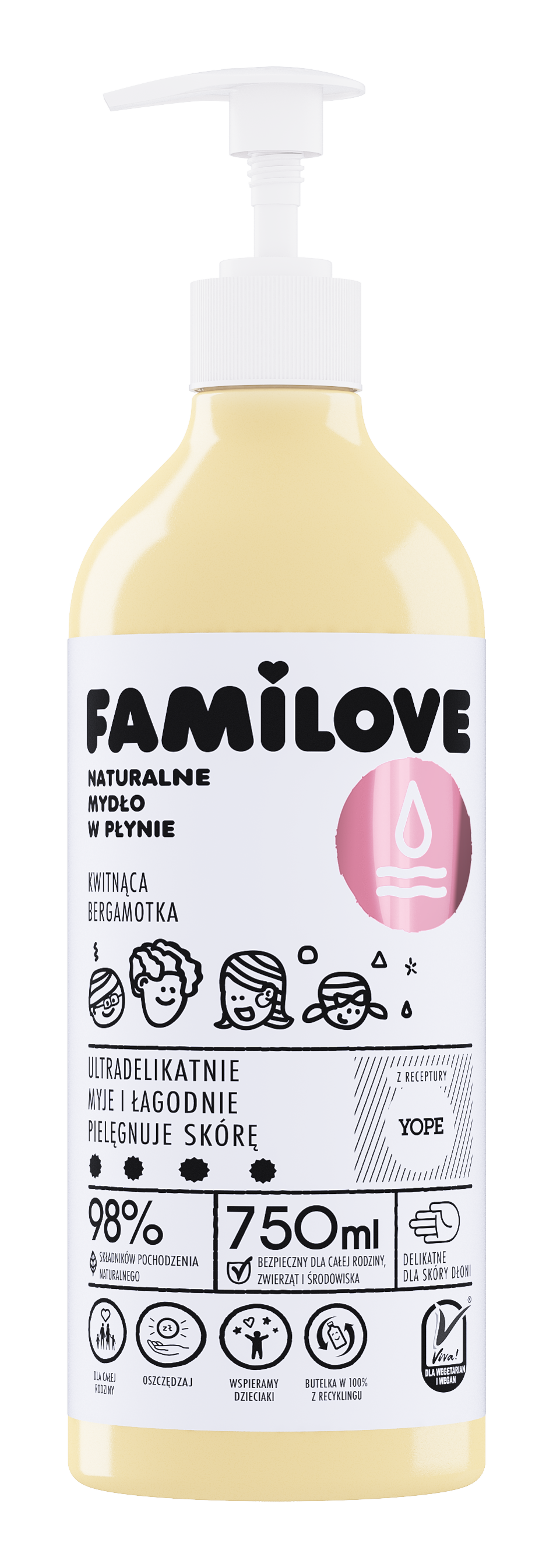 YOPE Familove Naturalne mydło w płynie Kwitnąca Bergamotka