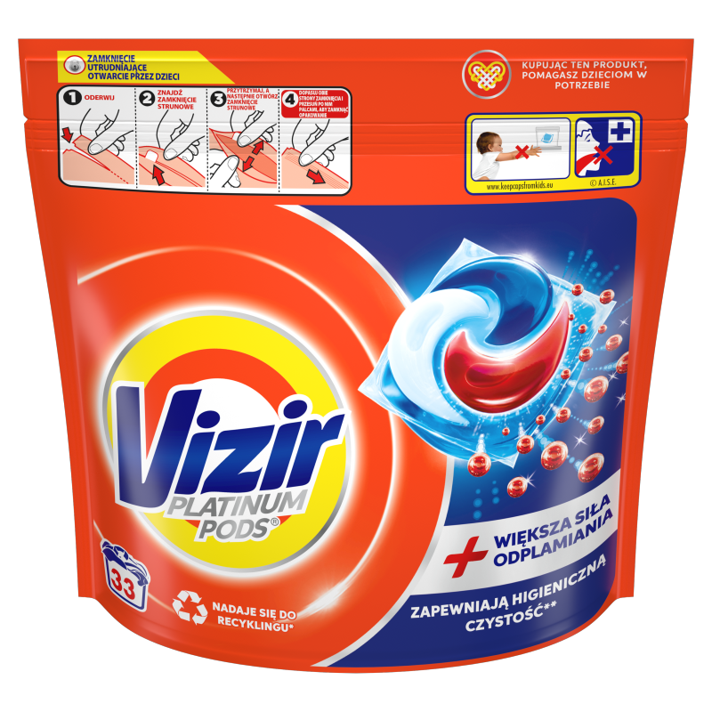 VIZIR Platinum PODS + moc usuwania plam Kapsułki do prania 33 szt. frisco.pl