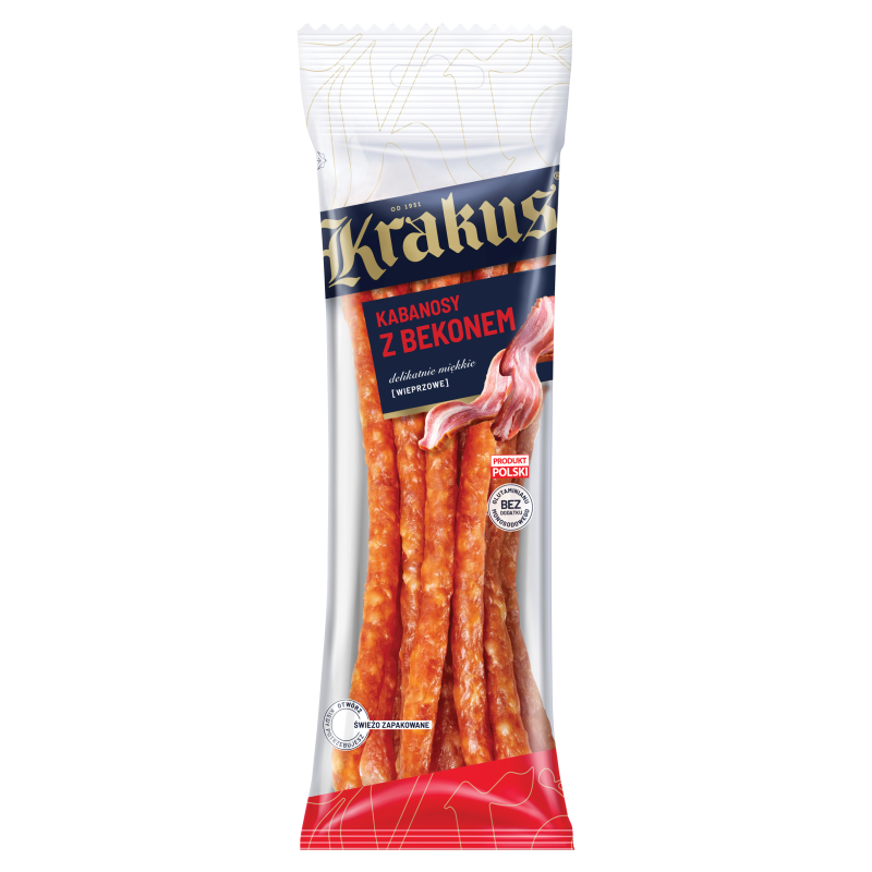 KRAKUS. Kabanosy wieprzowe z bekonem