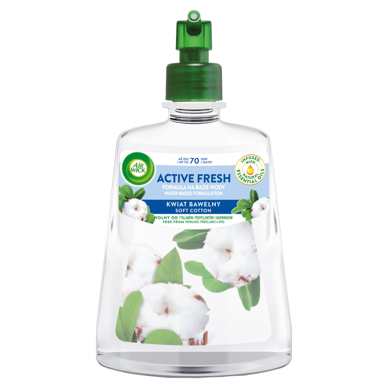 AIR WICK Active Fresh Wkład do automatycznego odświeżacza powietrza Kwiat Bawełny/Fresh Cotton 228 ml frisco.pl