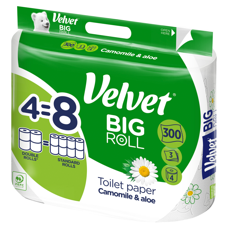 VELVET ECOroll Papier toaletowy z rumiankiem i aloesem 4 rolki