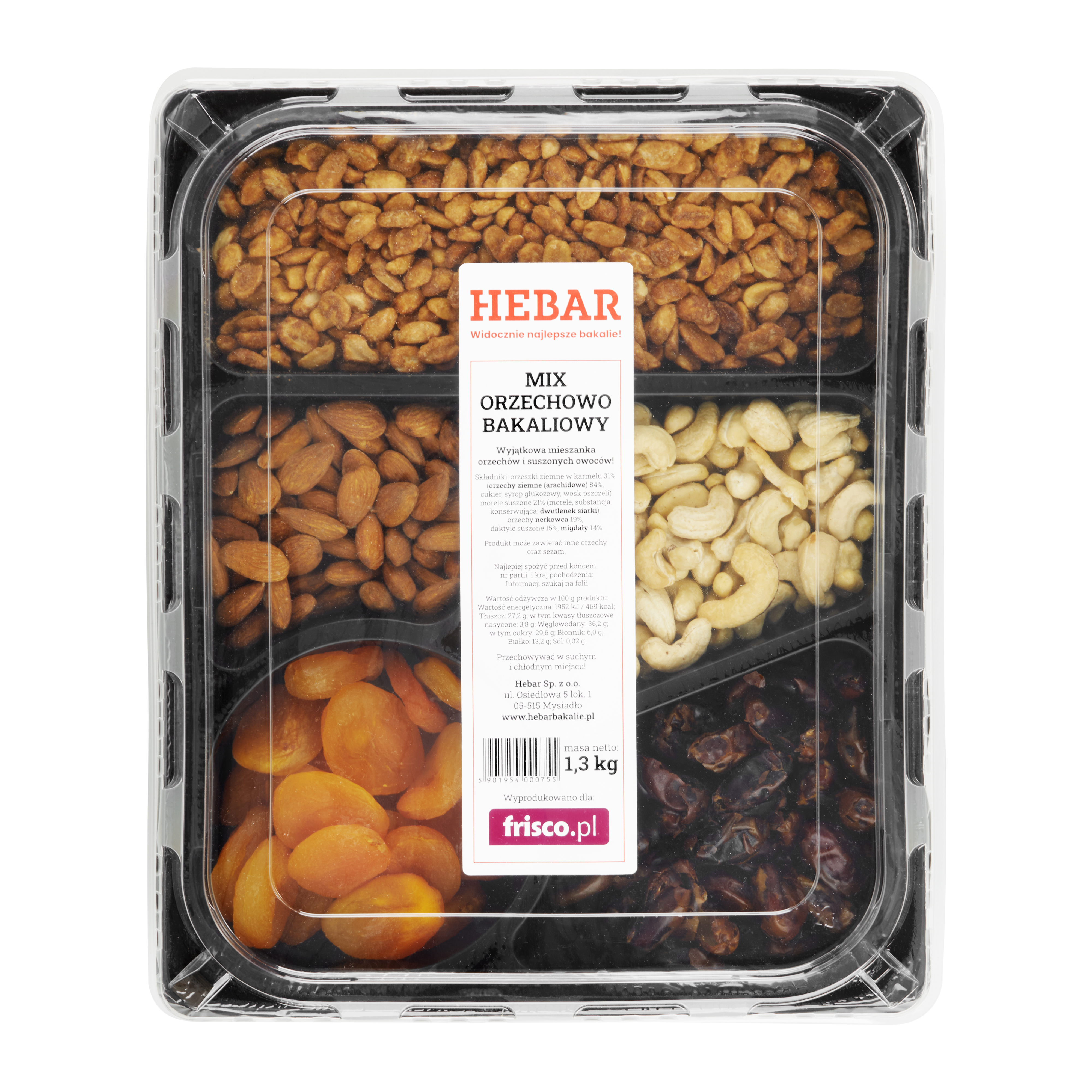 HEBAR Mix (orzechy: ziemne nerkowca, migdały, morele, daktyle)