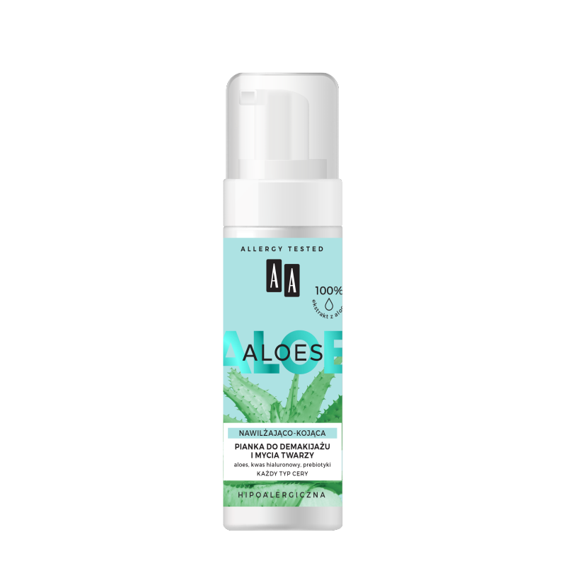 AA Aloes 100% aloe vera extract pianka do demakijażu i mycia twarzy nawilżająco - kojąca