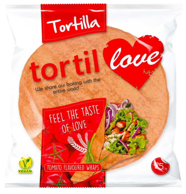 TORTILOVE Tortilla pszenna pomidorowa - 25 cm (4 szt.)