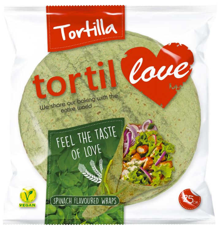 TORTILOVE Tortilla pszenna szpinakowa - 25 cm (4 szt.)