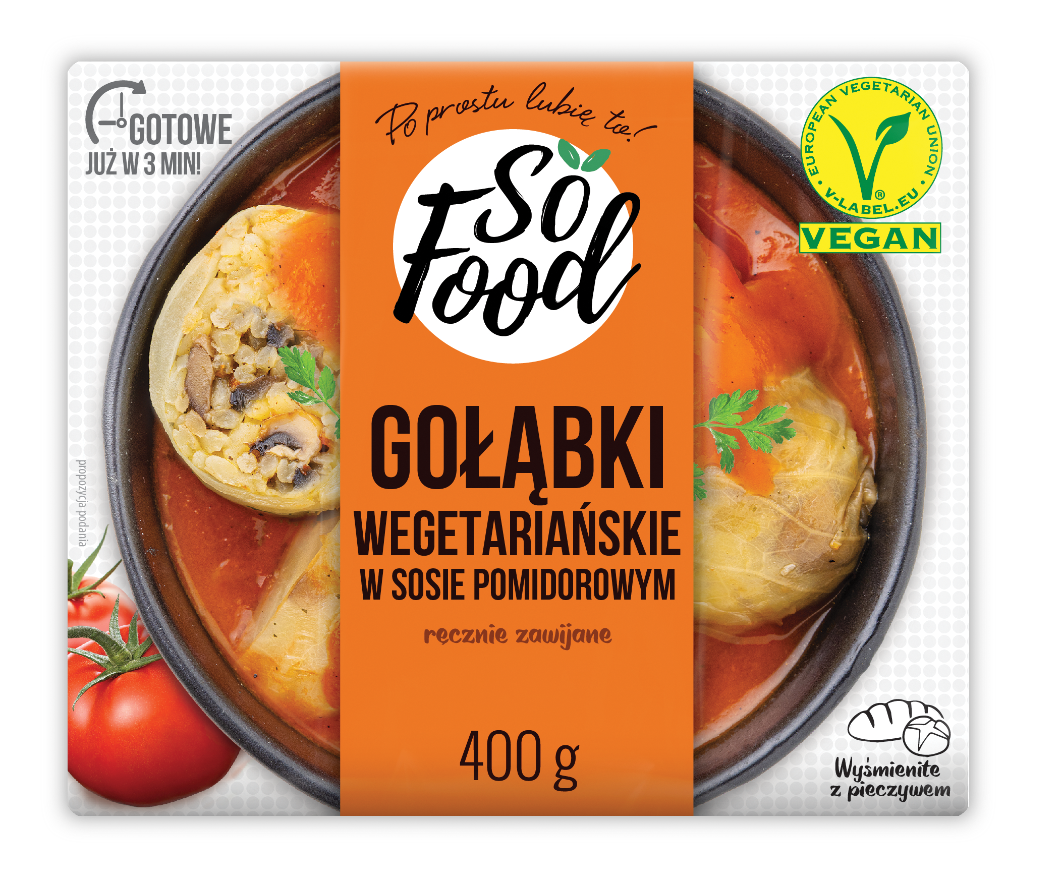 SO FOOD Gołąbki wegetariańskie w sosie pomidorowym