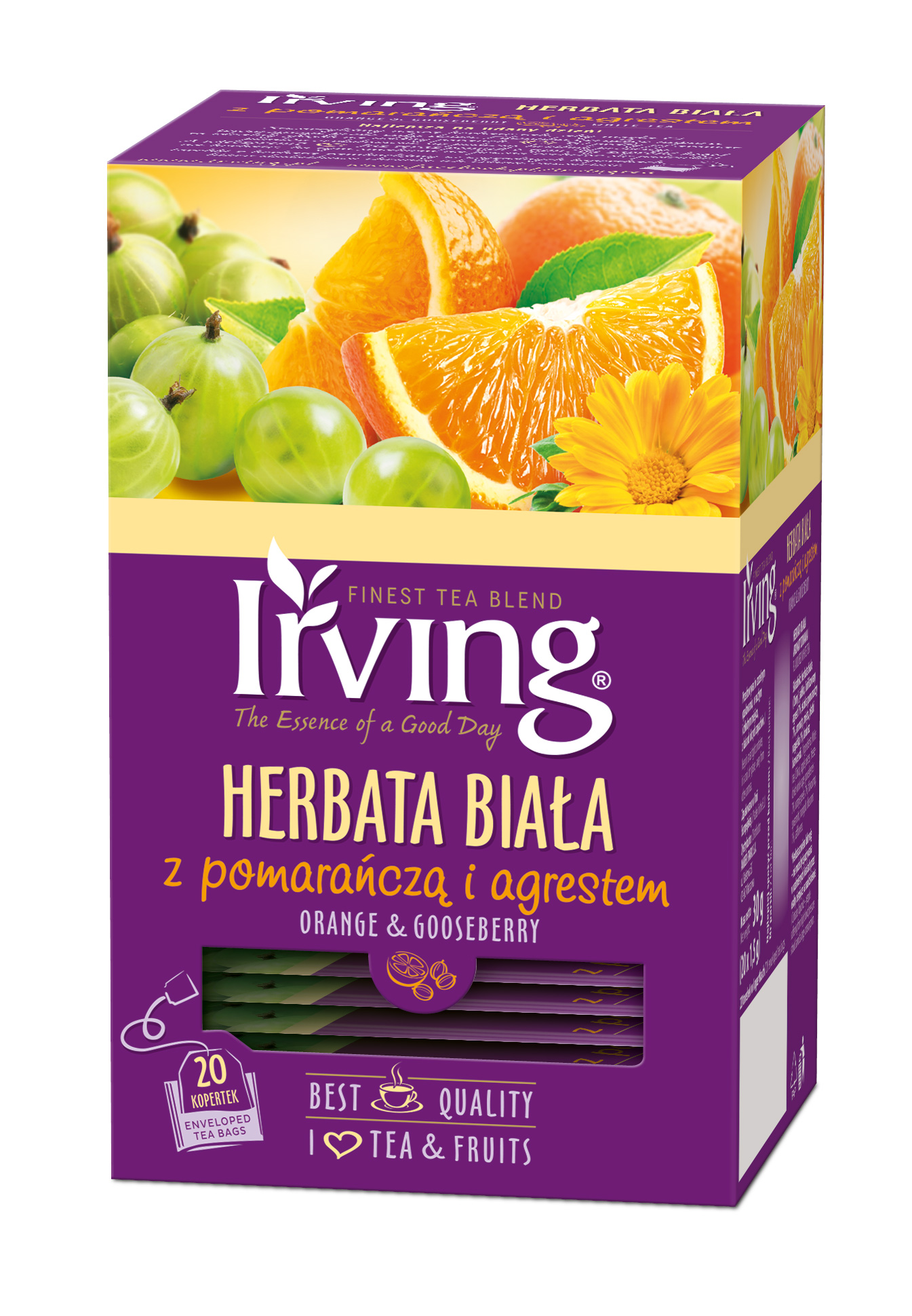 IRVING Herbata biała z pomarańczą i agrestem 20 torebek (saszetki) frisco.pl