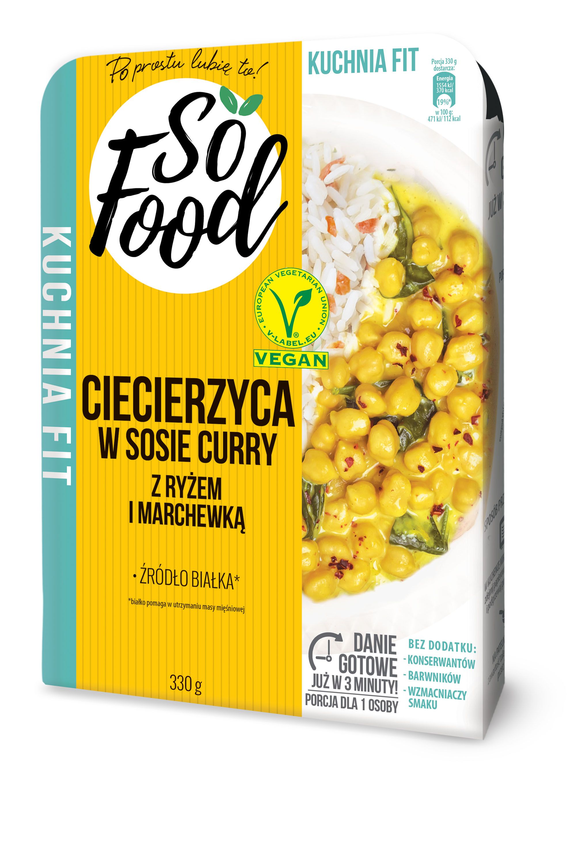 SO FOOD Ciecierzyca w sosie curry z ryżem i marchewką