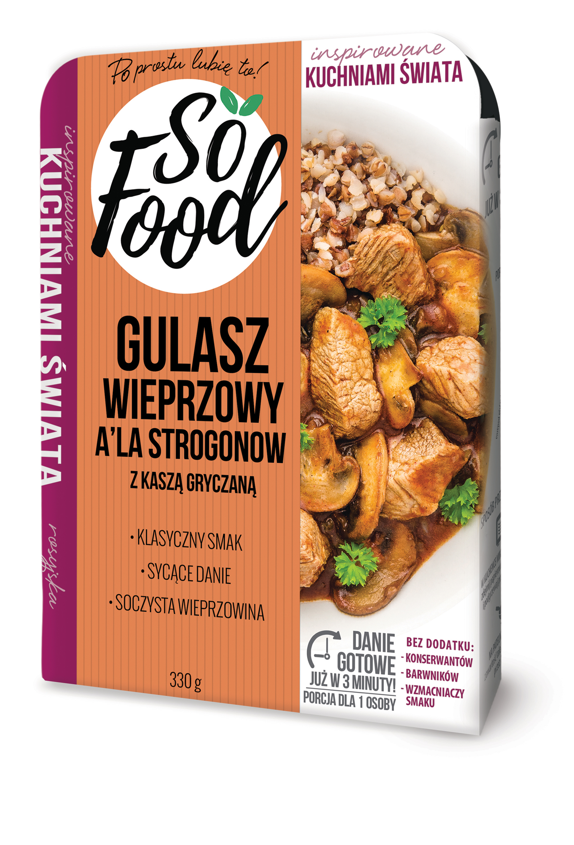 SO FOOD Gulasz wieprzowy a'la strogonow z kaszą gryczaną