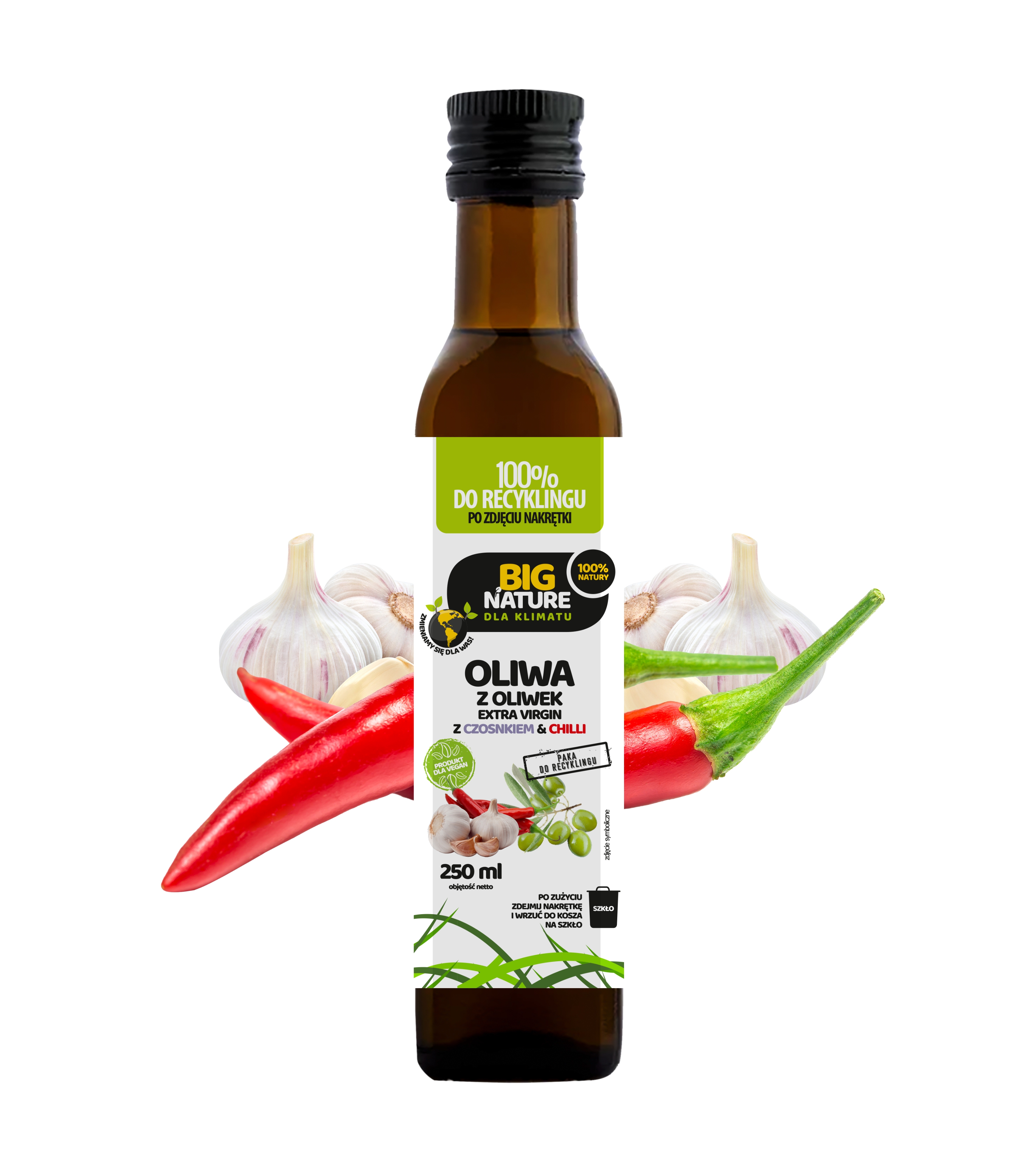 BIG NATURE Oliwa z oliwek Extra Virgin z czosnkiem i chili
