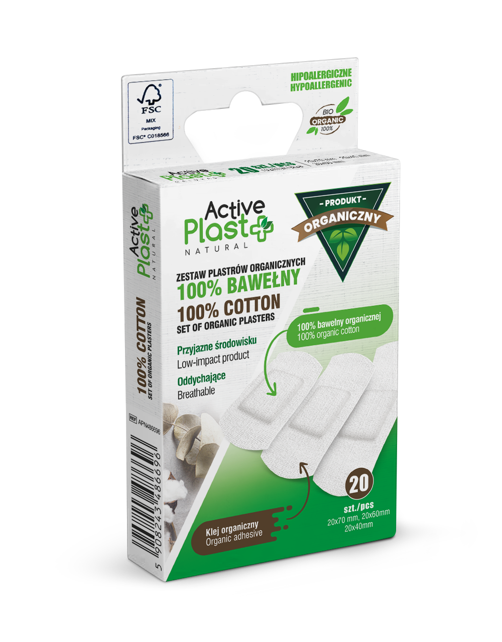 ACTIVE PLAST Plastry organiczne w różnych rozmiarach 20 szt.