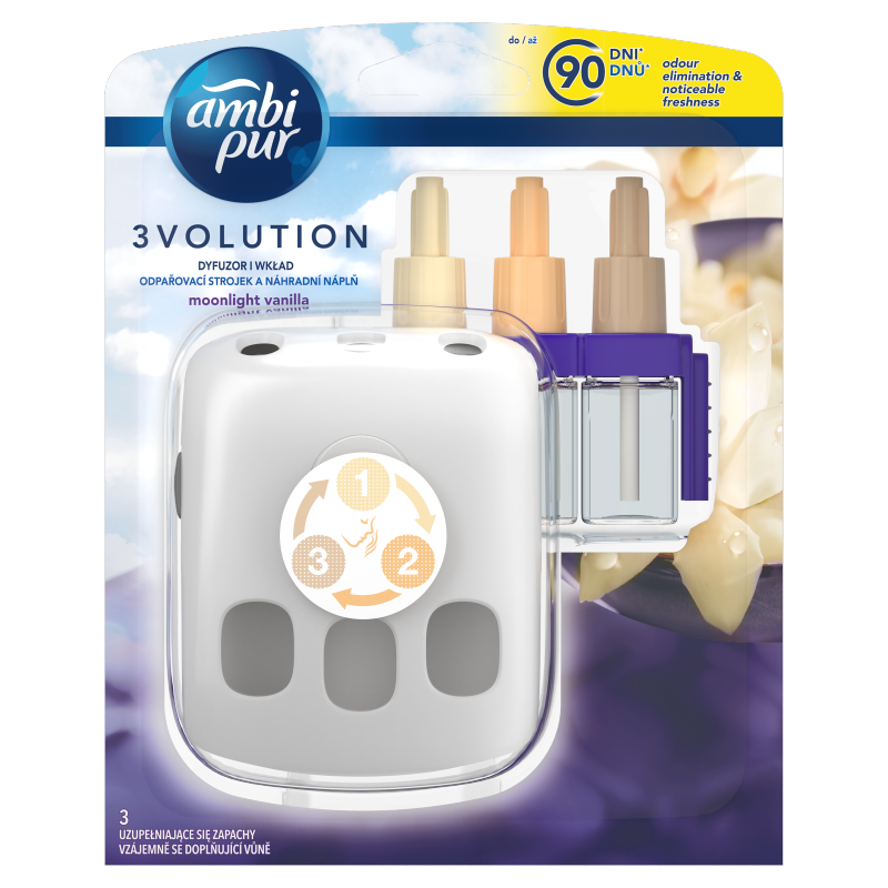 AMBI PUR 3volution Elektryczny odświeżacz powietrza zestaw startowy Moonlight Vanilla 20 ml