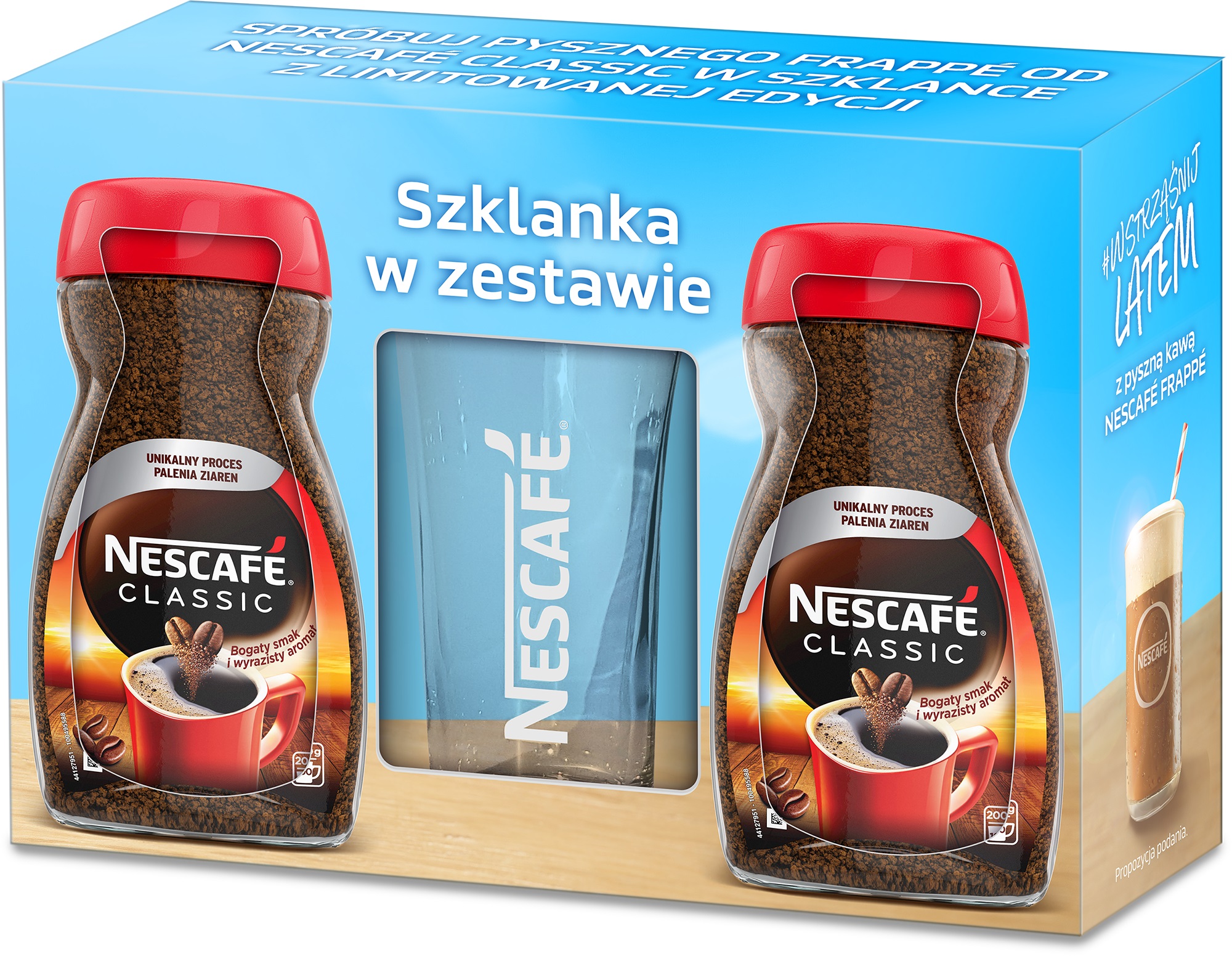 NESCAFÉ Classic Zestaw Kaw rozpuszczalnych (2x200g) ze szklanką Frappe