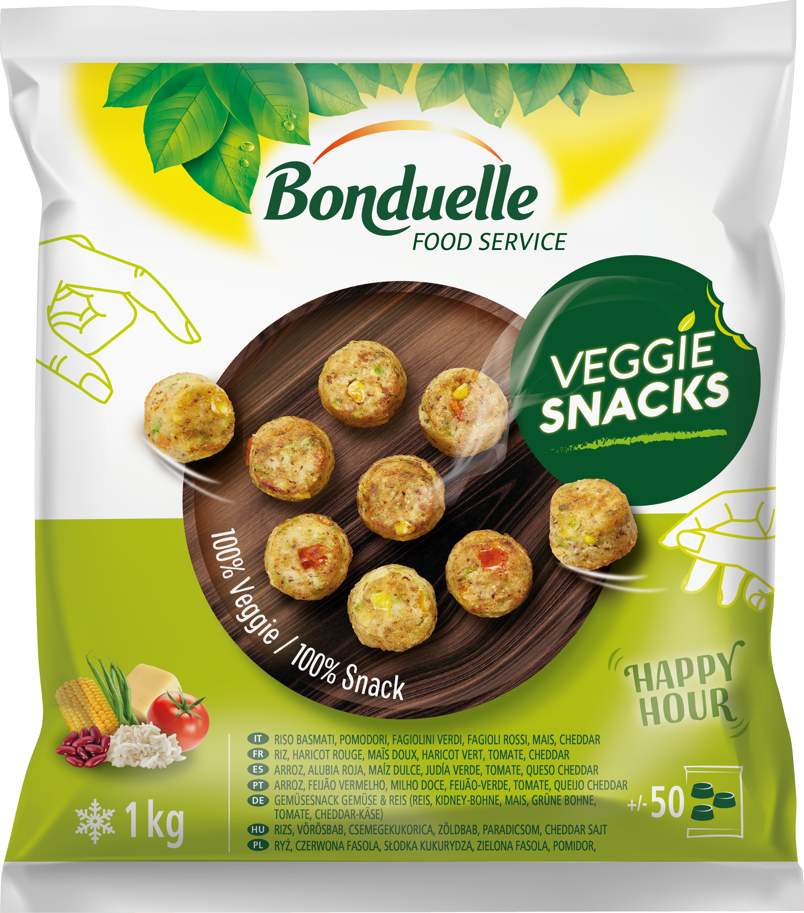 BONDUELLE VEGGIE SNACKS Ryż fasola kukurydza pomidor i ser Cheddar