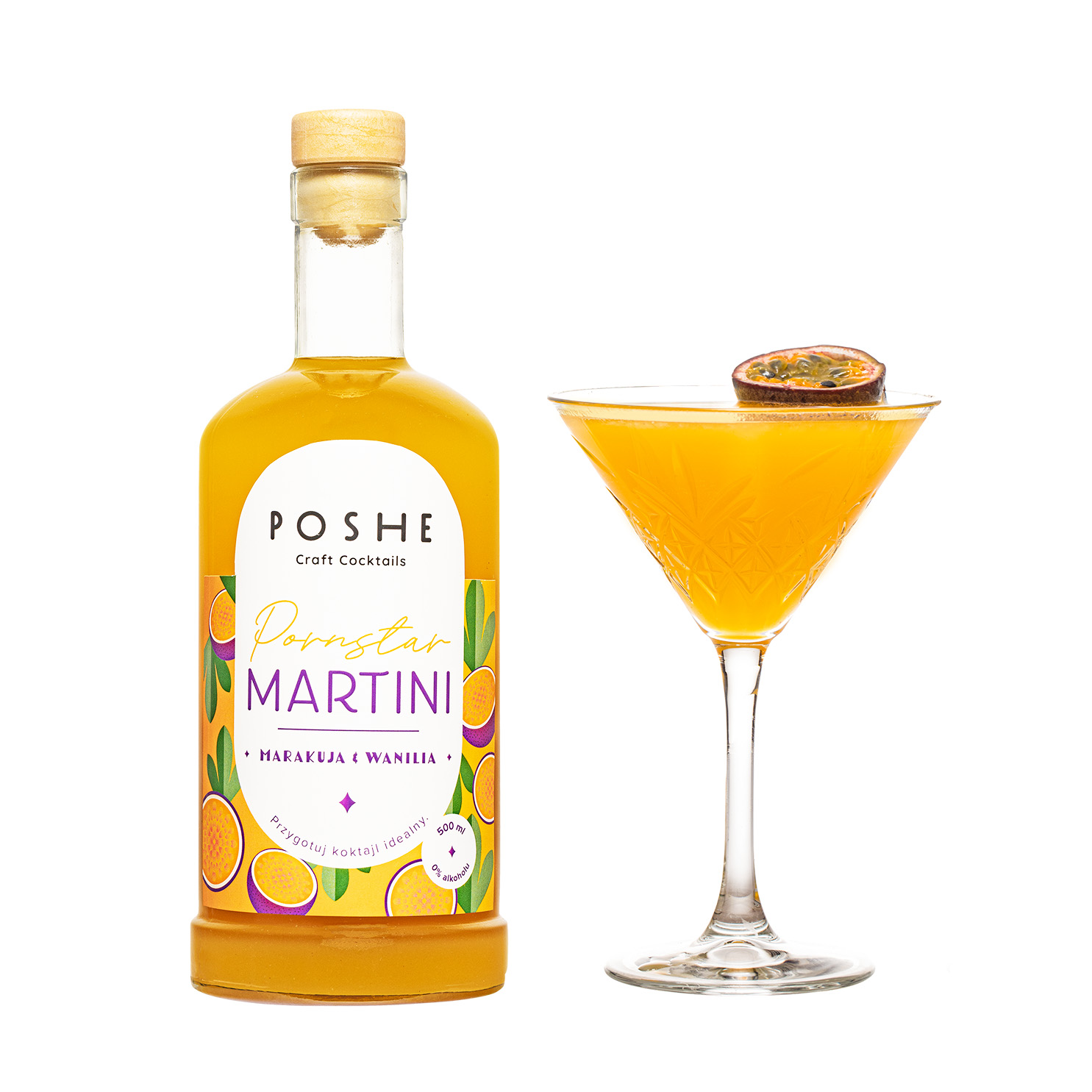 POSHE Pornstar Martini - Mix bez alkoholu do przygotowania 5 koktajli na bazie wódki