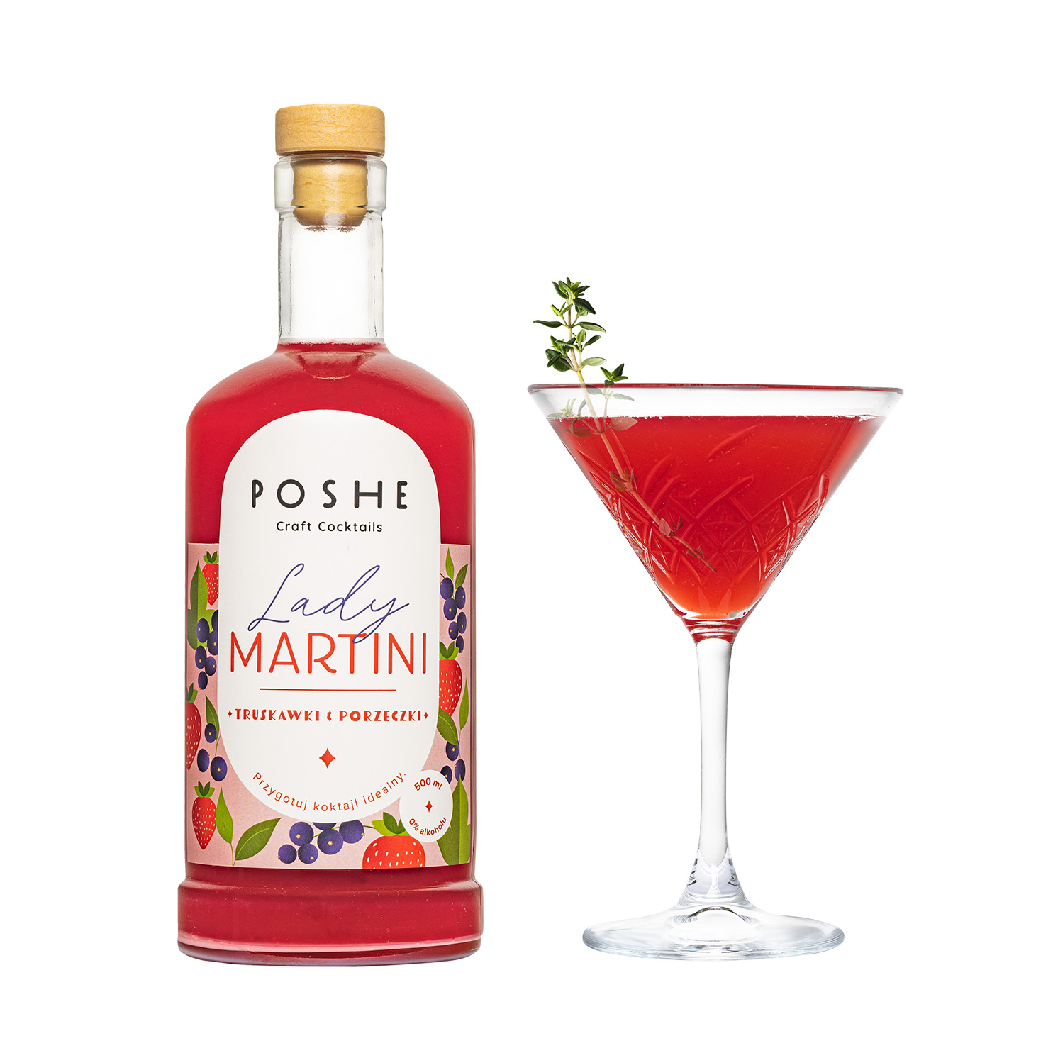 POSHE Lady Martini - Mix bez alkoholu do przygotowania 5 koktajli na bazie ginu