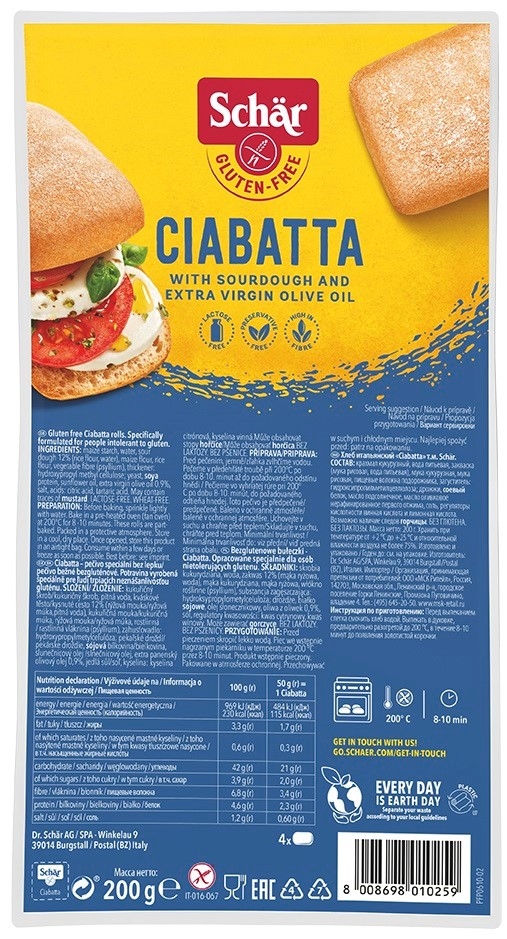SCHAR Ciabatta - bezglutenowe bułki do zapiekania