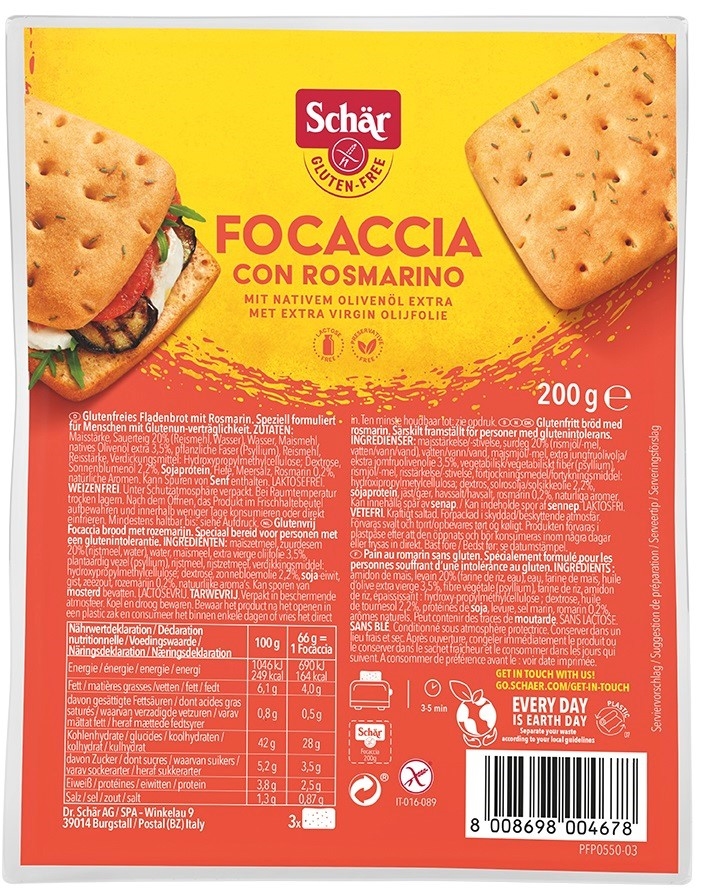 SCHAR Bezglutenowa focaccia z rozmarynem
