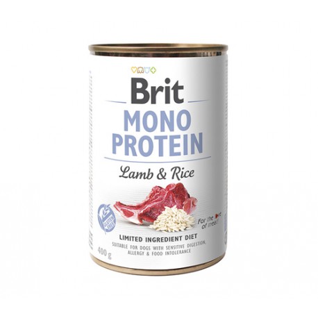 BRIT Mono Protein Mokry pokarm dla dorosłych psów wszystkich ras z jagnięciną i ryżem, puszka