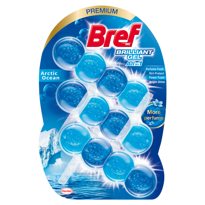 BREF Brilliant Gel Zawieszka myjąco-zapachowa do muszli WC ocean arktyczny 3 x 42 g