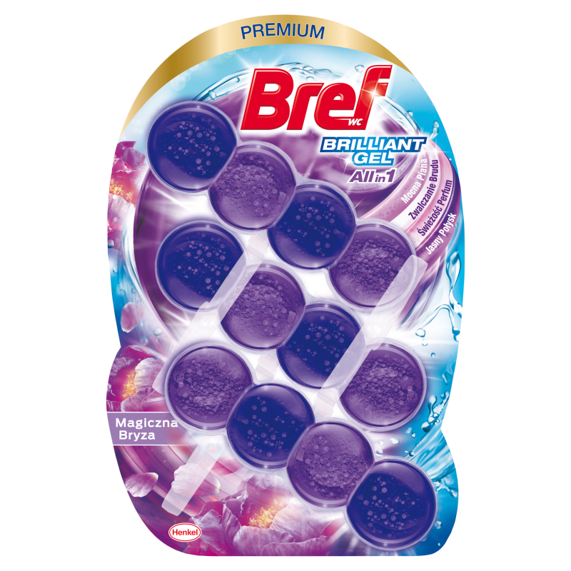 BREF Brilliant Gel Zawieszka myjąco-zapachowa do muszli WC magiczna bryza 3 x 42 g