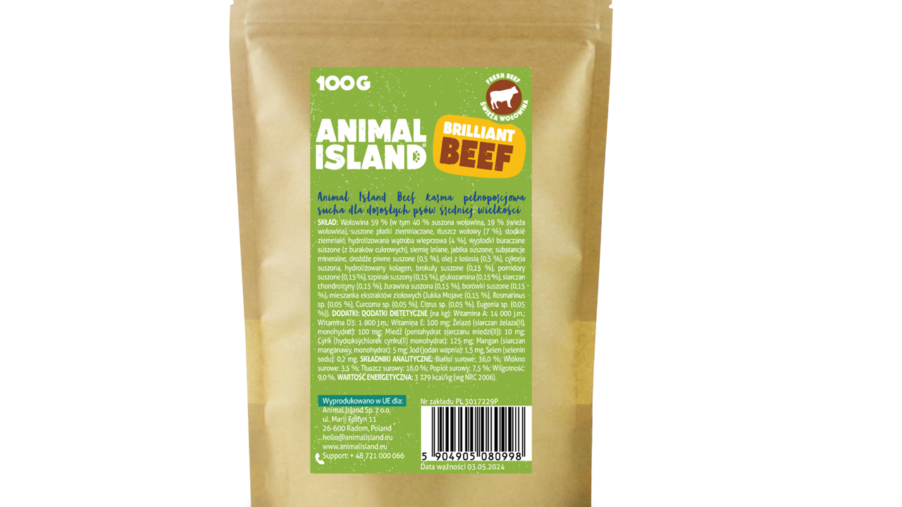 ANIMAL ISLAND Sucha karma dla psa Wołowina